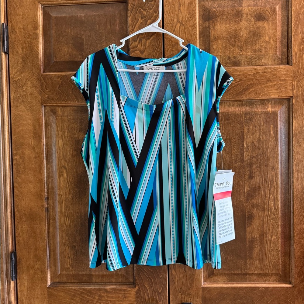 Brand New w/Tags KASPER Cap Sleeve Blouse - Women's Size 1X